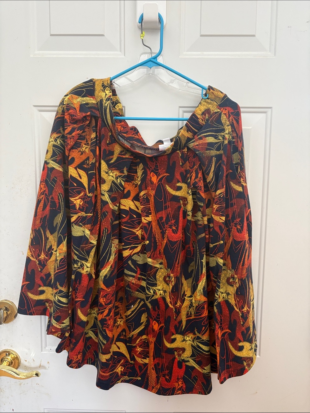 LuLaRoe Black Skirt with Red & Gold Maleficent  Print sz 2X Madison skirt Disney